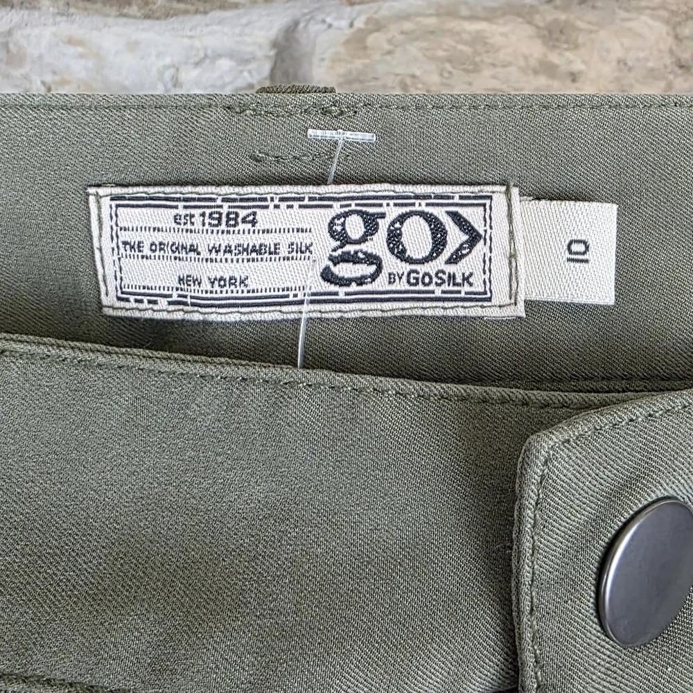 NWT Gosilk Iconic Silk Army Pants In Camo Green